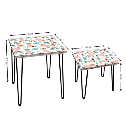 Designer Nest of Tables Side Table for Living Room Balcony - Unicorns Cloud Nutcase