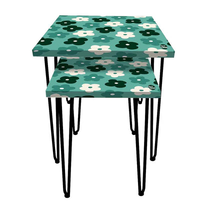 Nesting Tea End Tables Modern Decor Side Table for Home & Office - Flower Nutcase