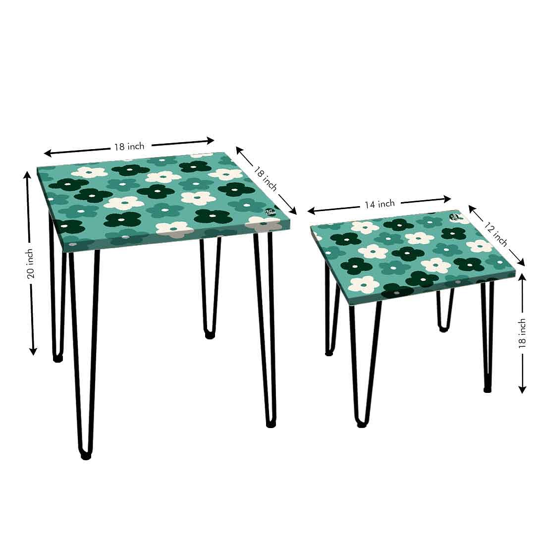 Nesting Tea End Tables Modern Decor Side Table for Home & Office - Flower Nutcase