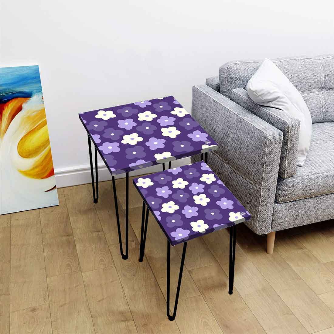 Nesting Coffee End Tables Modern Decor Side Table for Home and Office - Flower Nutcase