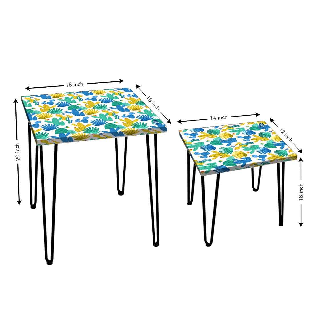 Nesting Tables Set of 2 for Living Room & Office Decor - Cactus Plant Nutcase