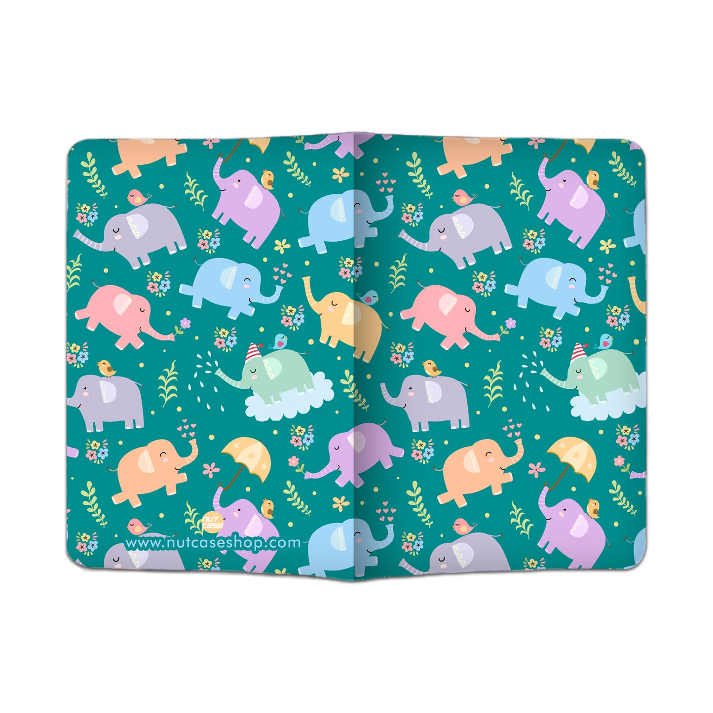 Passport Folders Holder Travel Case with Single Baggage Tag - Baby Elephant