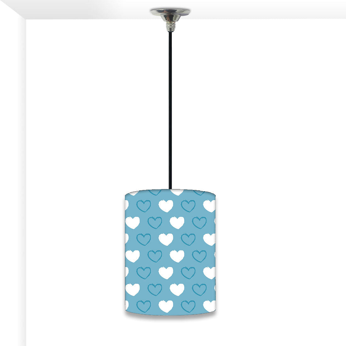 Round Hanging Pendant Lamp - Blue Hearts Nutcase