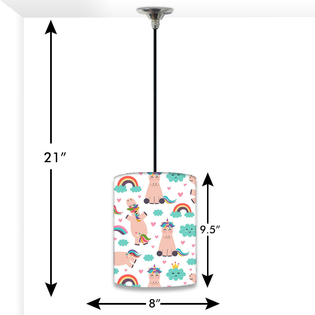 New Nursery Hanging Pendant Lamp - Unicorns and Cloud Nutcase