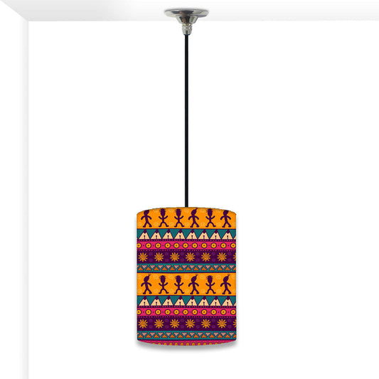 Fancy Hanging Pendant Lamp - Aztec Orange And Brown Pattern Nutcase