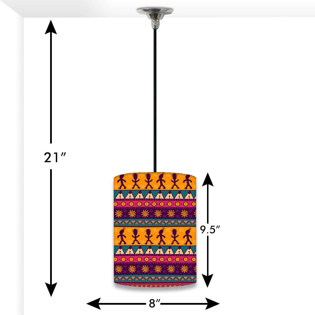 Fancy Hanging Pendant Lamp - Aztec Orange And Brown Pattern Nutcase