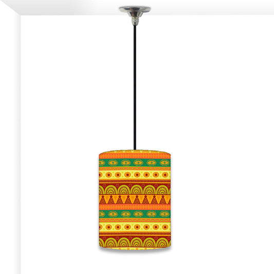 Bedside Ceiling Hanging Pendant Lamp - Aztec Orange And Yellow Pattern Nutcase