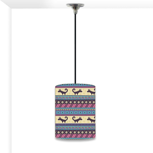 New Hanging Pendant Lamp - Aztec Blue And Cream Pattern Nutcase