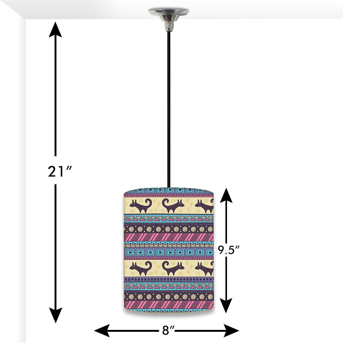 New Hanging Pendant Lamp - Aztec Blue And Cream Pattern Nutcase