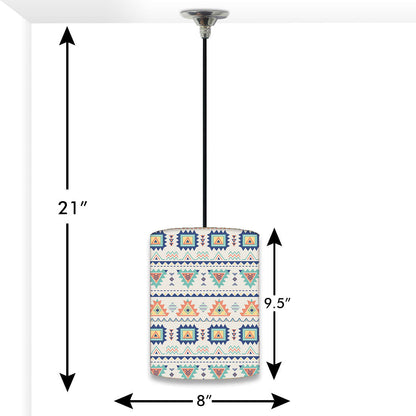 White Hanging Pendant Lamp - Aztec Orange And Green Pattern Nutcase