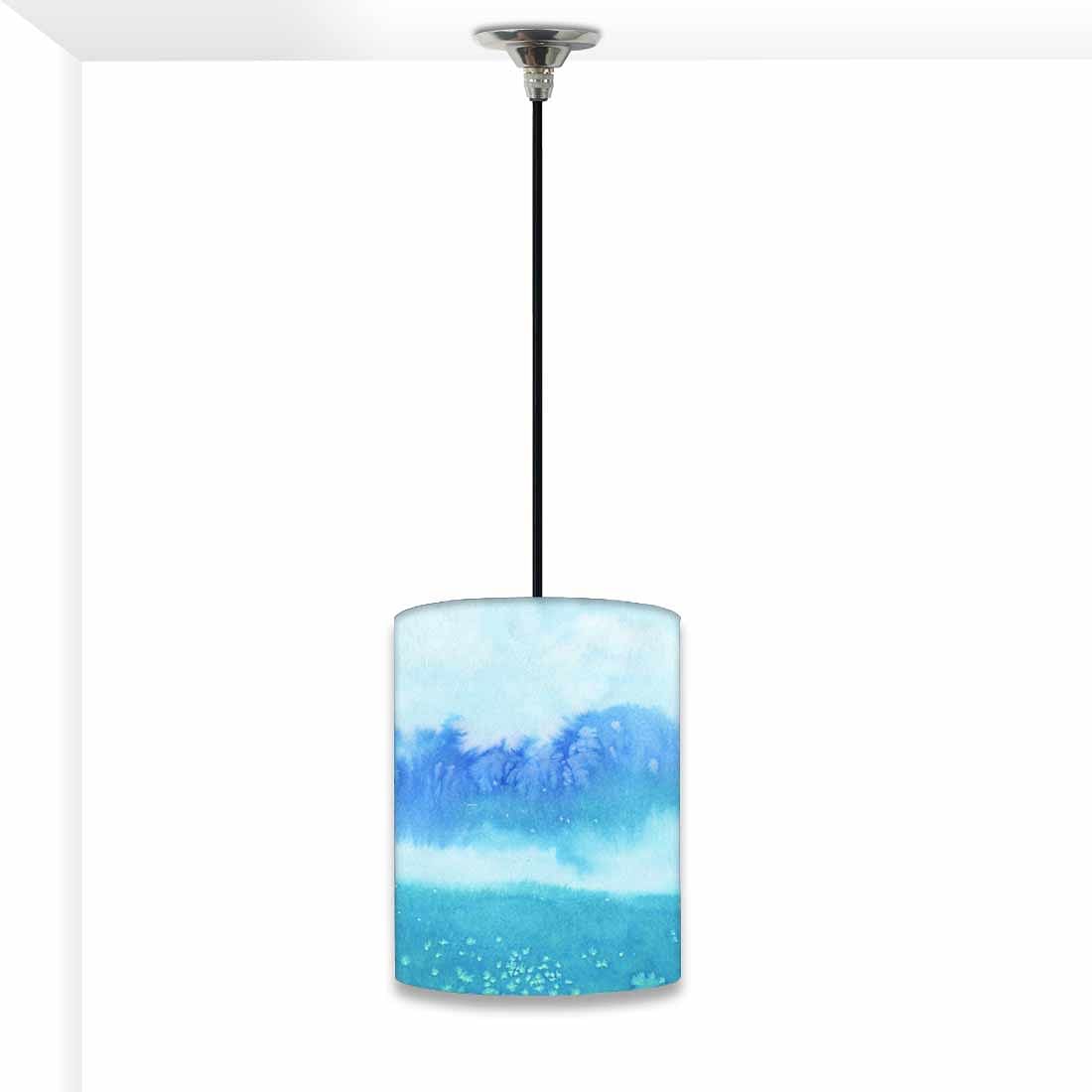 Ceiling Hanging Pendant Lamp Shade - Arctic Space Sky Blue Watercolor Nutcase