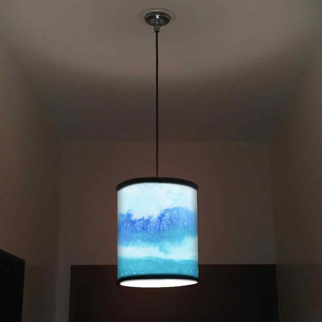 Ceiling Hanging Pendant Lamp Shade - Arctic Space Sky Blue Watercolor Nutcase