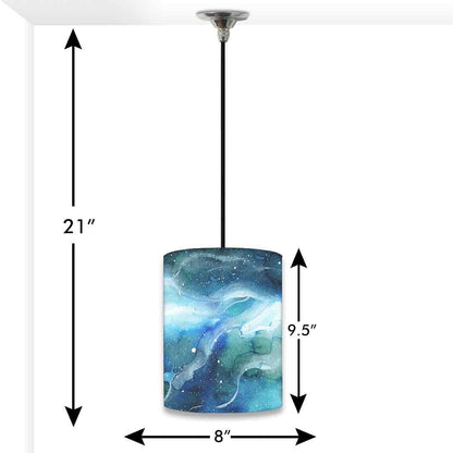 Ceiling Hanging Pendant Lamp Shade - Space Dark Blue Watercolor Nutcase