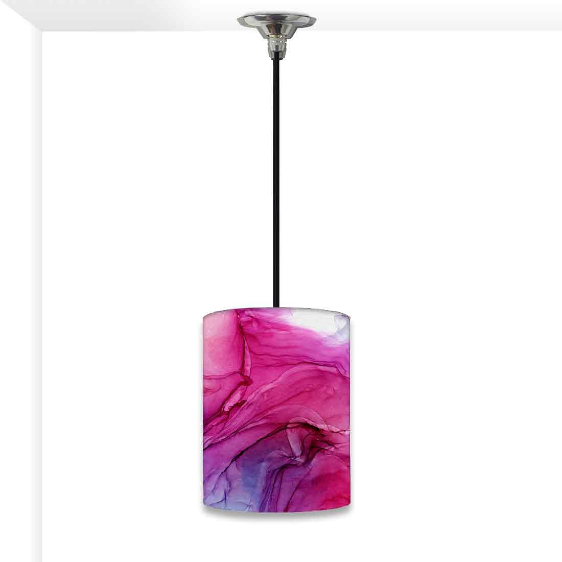 Ceiling Hanging Pendant Lamp Shade - Pink Multicolor Ink Watercolor Nutcase