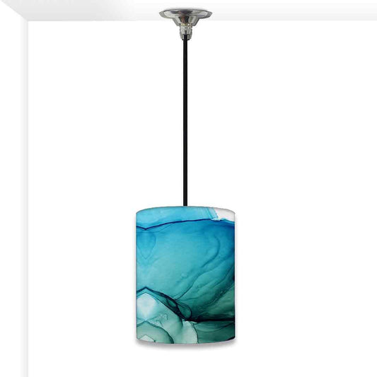 Ceiling Hanging Pendant Lamp Shade - Green Blue Ink Watercolor Nutcase