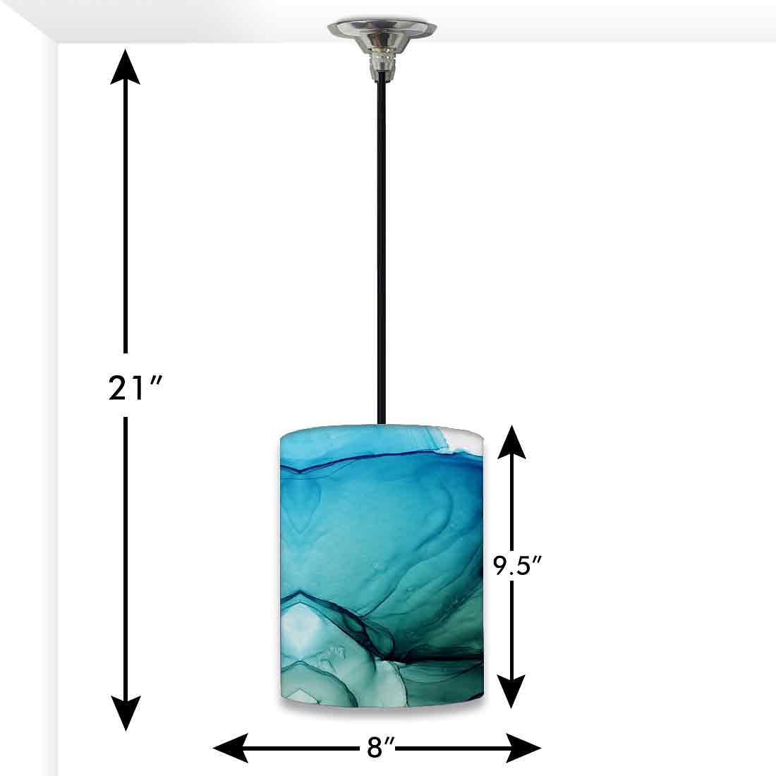 Ceiling Hanging Pendant Lamp Shade - Green Blue Ink Watercolor Nutcase