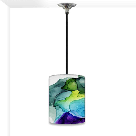 Ceiling Hanging Pendant Lamp Shade - Green Purple Ink Watercolor Nutcase