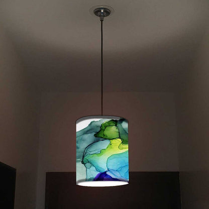 Ceiling Hanging Pendant Lamp Shade - Green Purple Ink Watercolor Nutcase