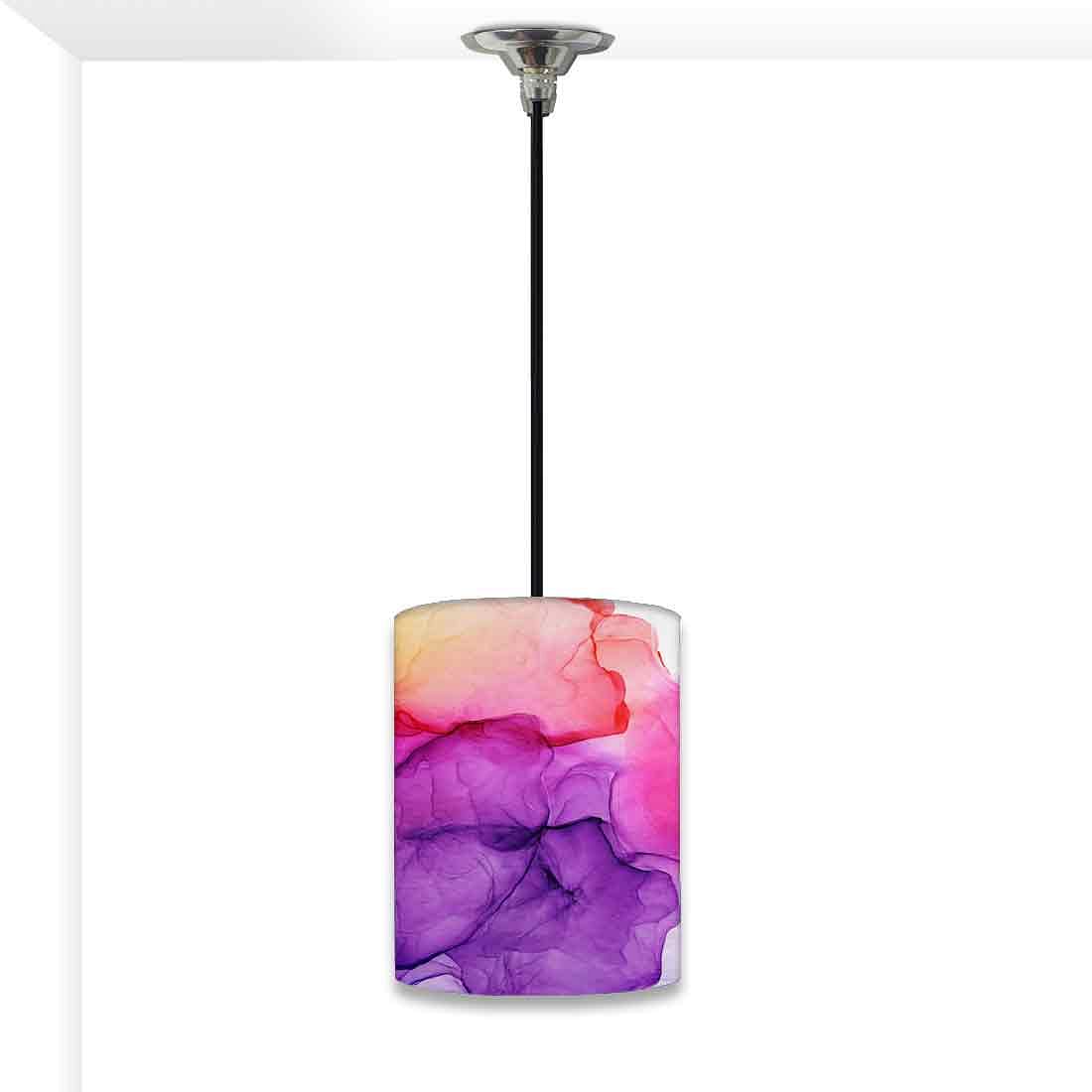 Ceiling Hanging Pendant Lamp Shade - Purple Multicolor Ink Watercolor Nutcase