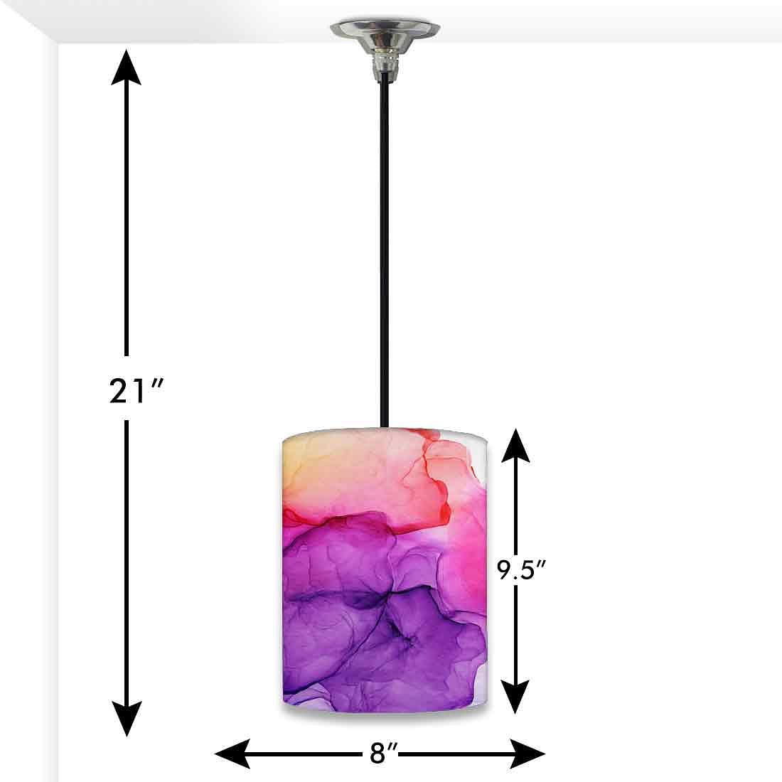 Ceiling Hanging Pendant Lamp Shade - Purple Multicolor Ink Watercolor Nutcase