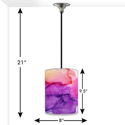 Ceiling Hanging Pendant Lamp Shade - Purple Multicolor Ink Watercolor Nutcase