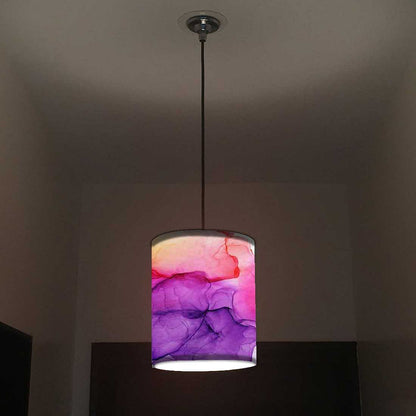 Ceiling Hanging Pendant Lamp Shade - Purple Multicolor Ink Watercolor Nutcase