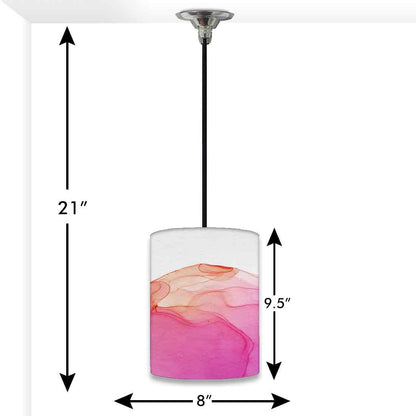 Ceiling Hanging Pendant Lamp Shade - Pink White Ink Watercolor Nutcase