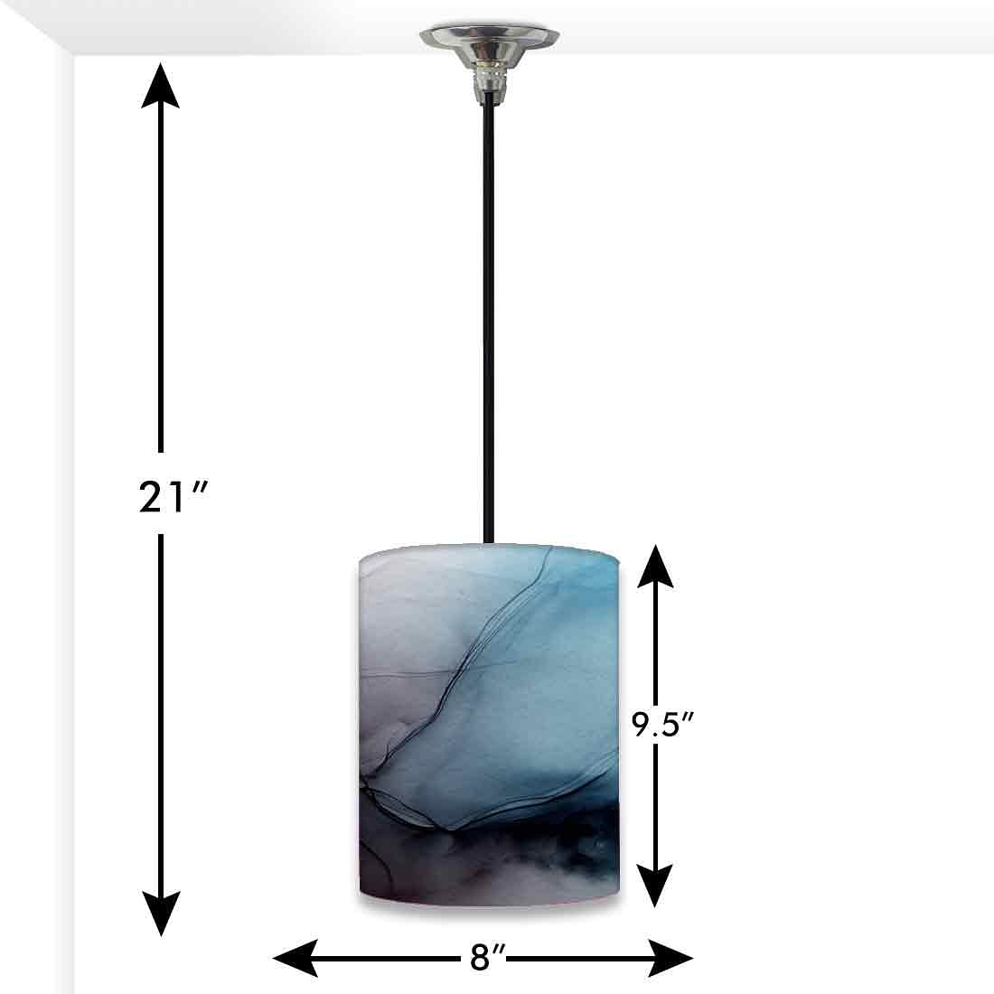 Ceiling Hanging Pendant Lamp Shade - Black Blue Ink Watercolor Nutcase