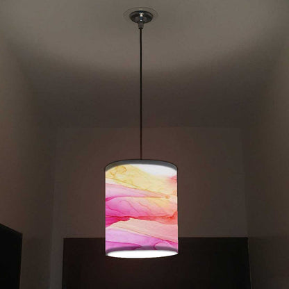 Ceiling Hanging Pendant Lamp Shade - Pink Yellow Ink Watercolor Nutcase