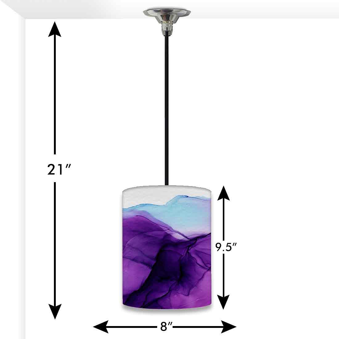 Ceiling Hanging Pendant Lamp Shade - Dark Purple Blue Ink Watercolor Nutcase