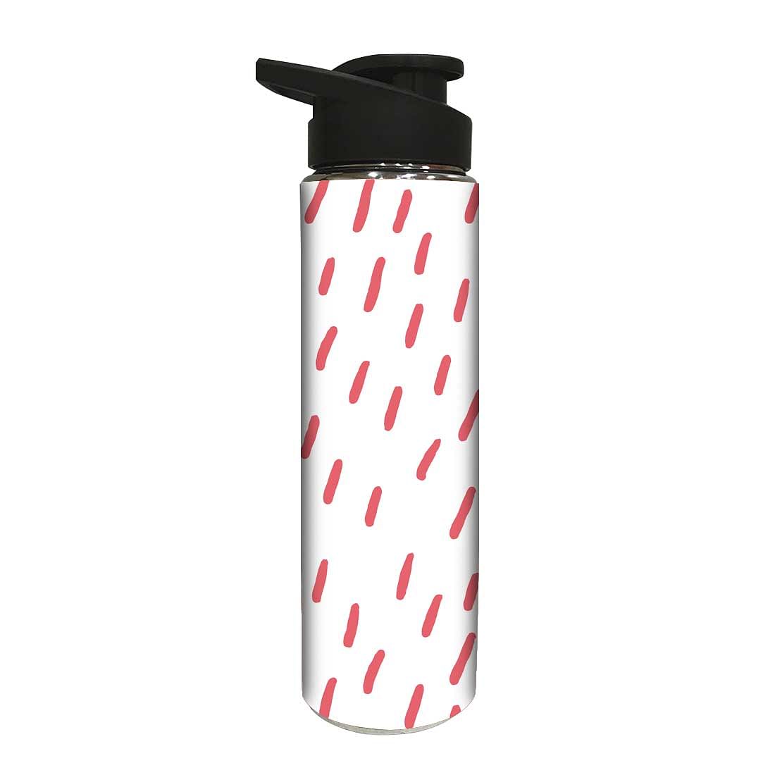 Designer Stainless Steel Water Bottle -  Pink Lines with White Background Nutcase