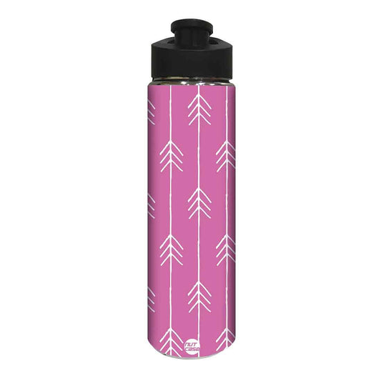 Stainless Steel Water Bottle -  White Arrow with Pink Background Nutcase