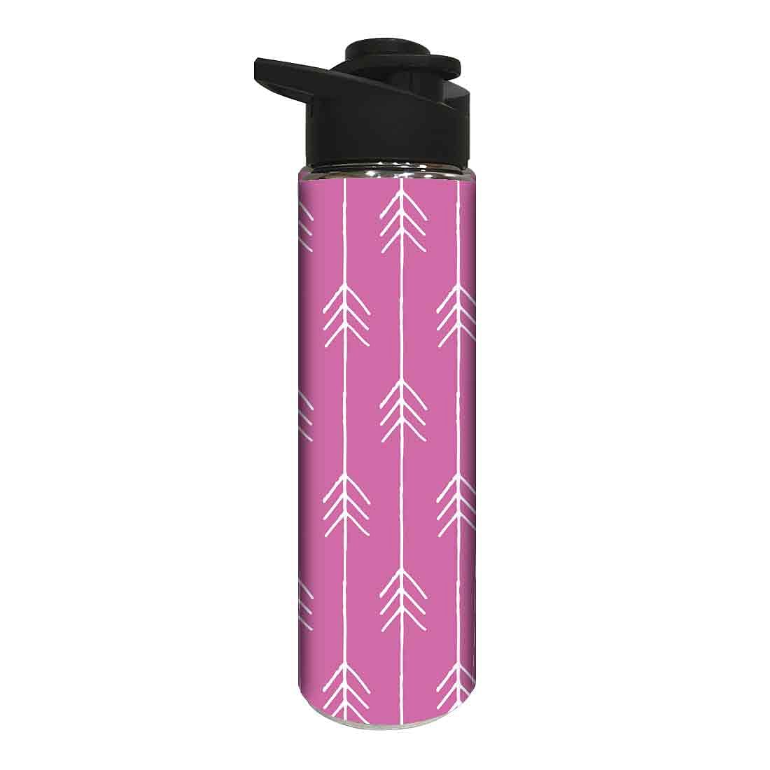 Stainless Steel Water Bottle -  White Arrow with Pink Background Nutcase