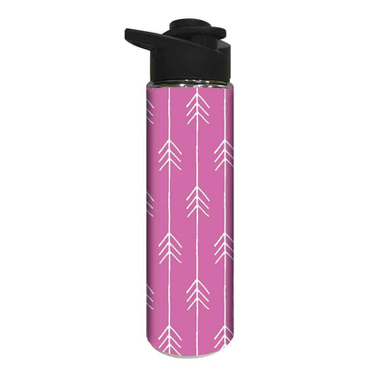 Stainless Steel Water Bottle -  White Arrow with Pink Background Nutcase