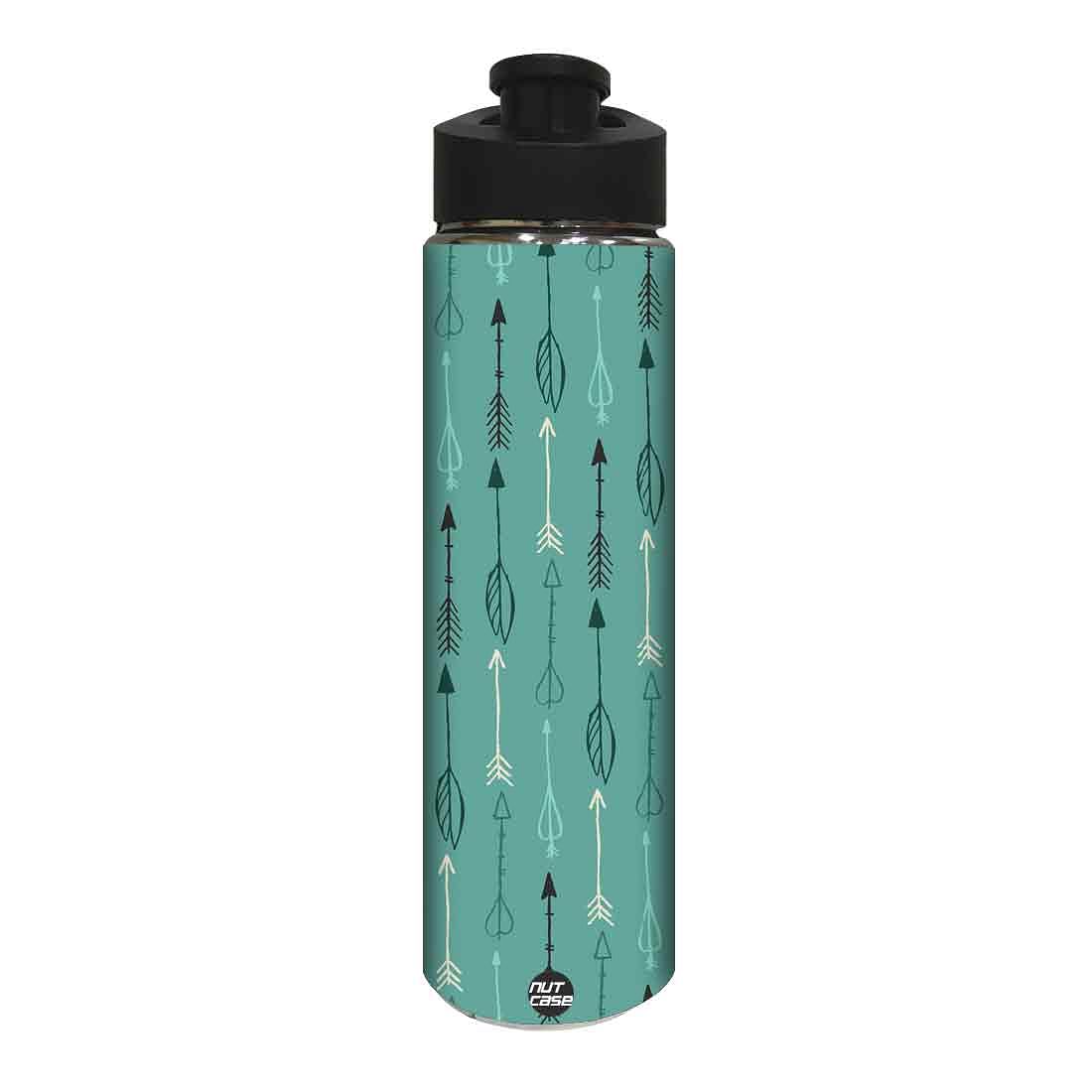 Designer Stainless Steel Sipper Bottle -  Arrow with Green Background Nutcase