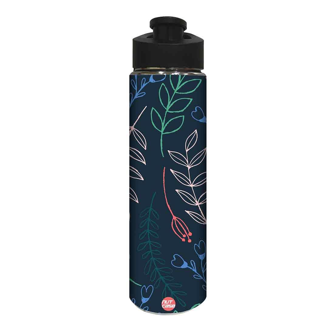 Stainless Steel Sipper Bottle -  Colorful Leaf with Blue Background Nutcase