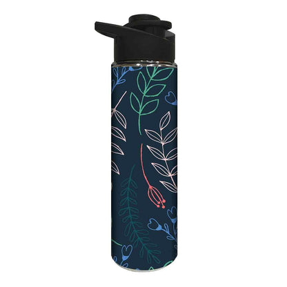 Stainless Steel Sipper Bottle -  Colorful Leaf with Blue Background Nutcase