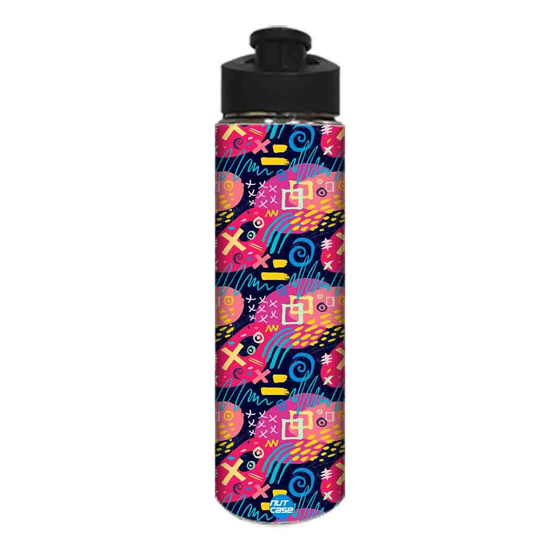 Designer Stainless Steel Sipper Bottle -  Colorful Trendy Pattern Nutcase