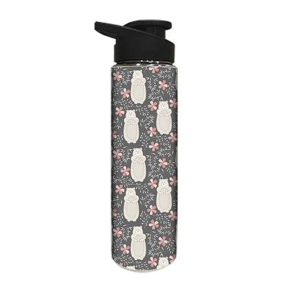 Designer Stainless Steel Sipper Bottle -  Bear and Flower Nutcase