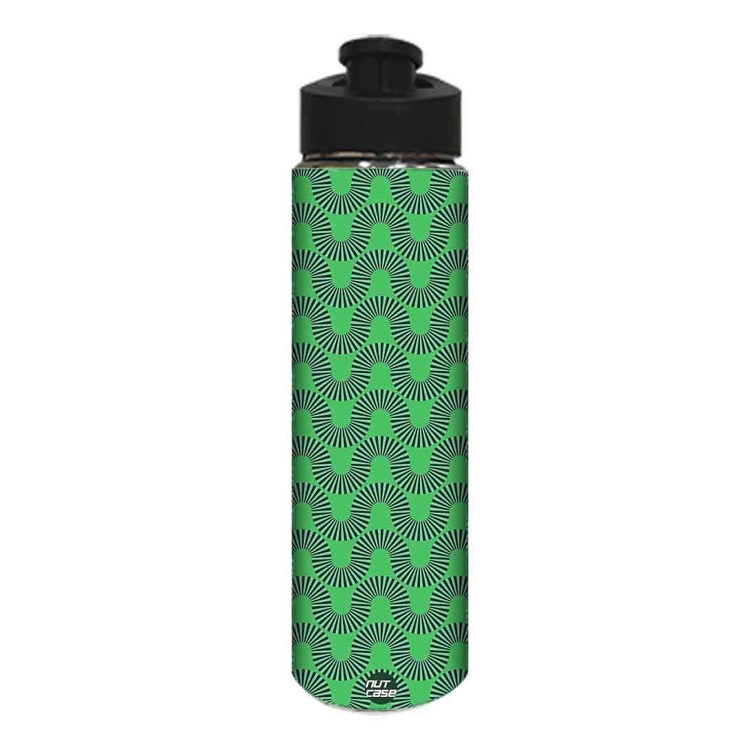 Designer Sipper Cycling Bottles for Kids - Green Retro Art Nutcase