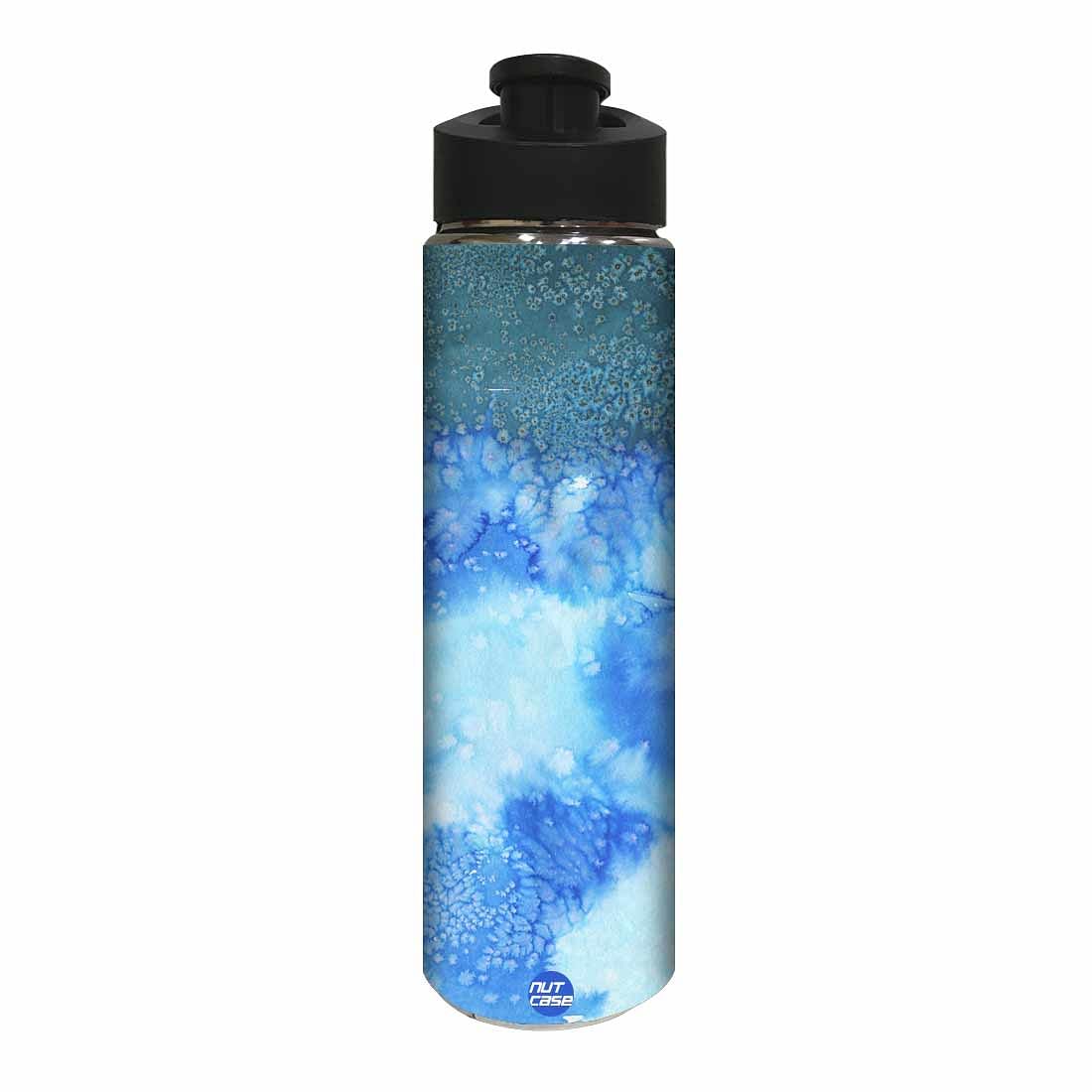 Stainless Steel Water Bottle -  Arctic Space Blue and Green Watercolor Nutcase