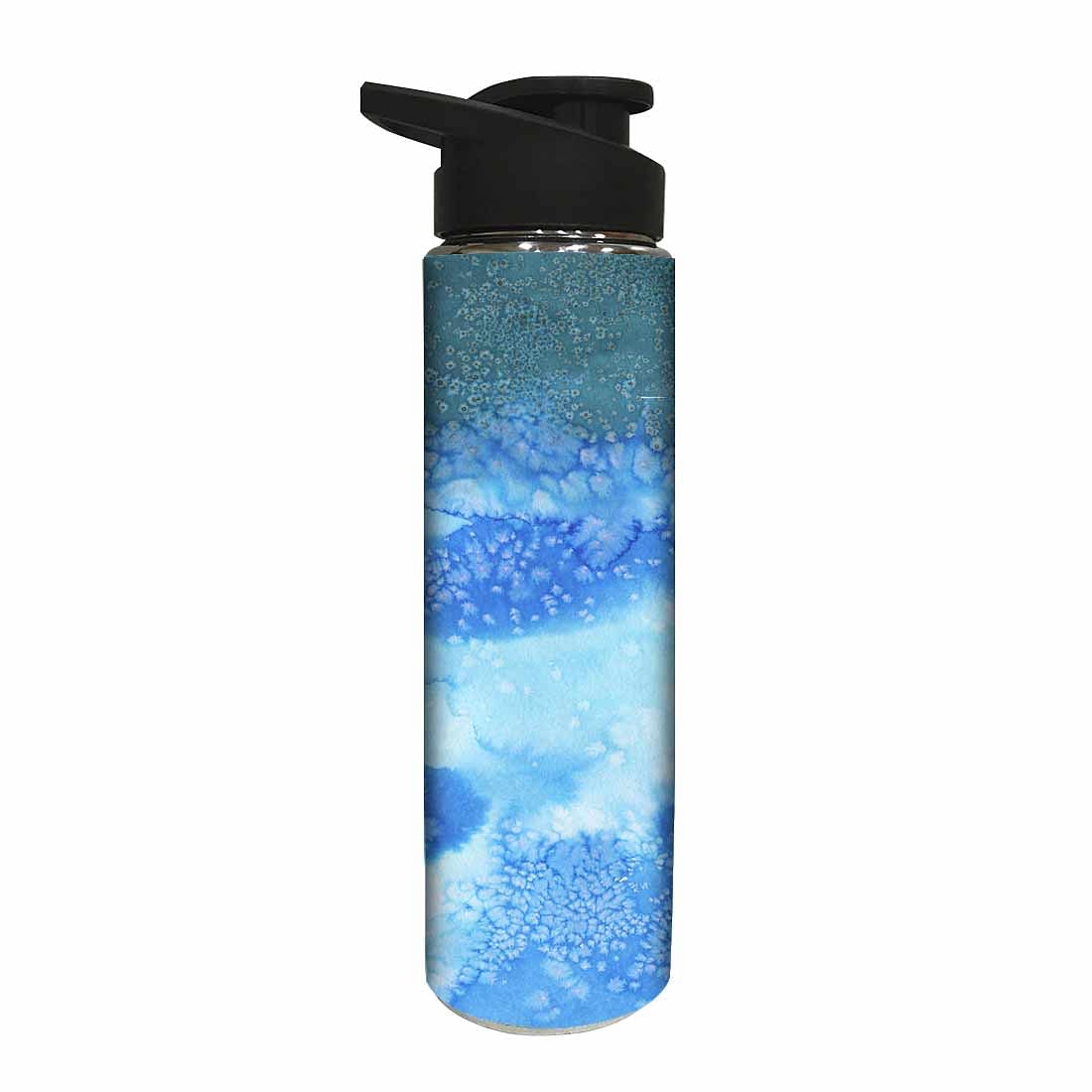 Stainless Steel Water Bottle -  Arctic Space Blue and Green Watercolor Nutcase