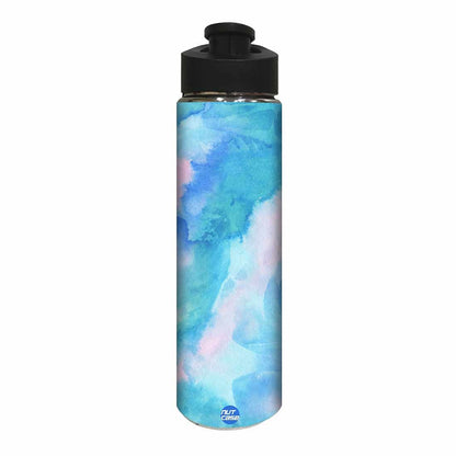 Designer Stainless Steel Sipper Bottle -  Arctic Space Sky Blue and Green Watercolor Nutcase