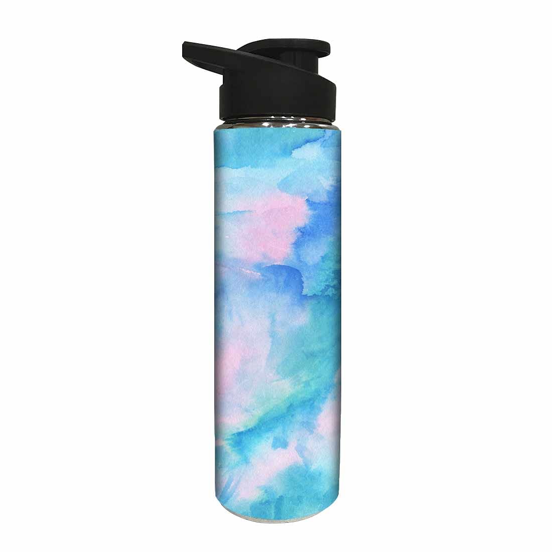 Designer Stainless Steel Sipper Bottle -  Arctic Space Sky Blue and Green Watercolor Nutcase