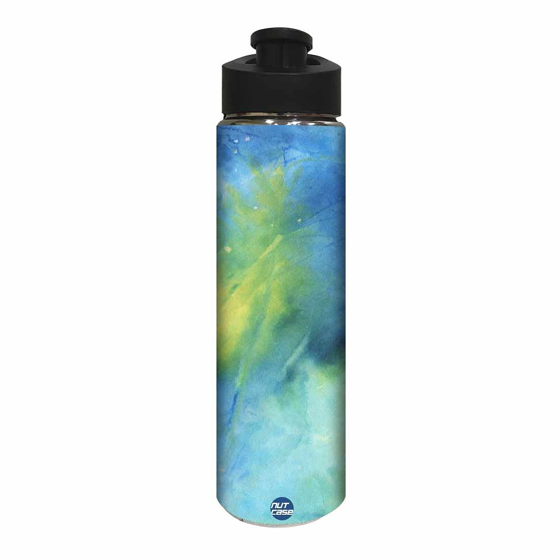 Stainless Steel Sipper Bottle -  Arctic Space Dark Blue and Green Watercolor Nutcase