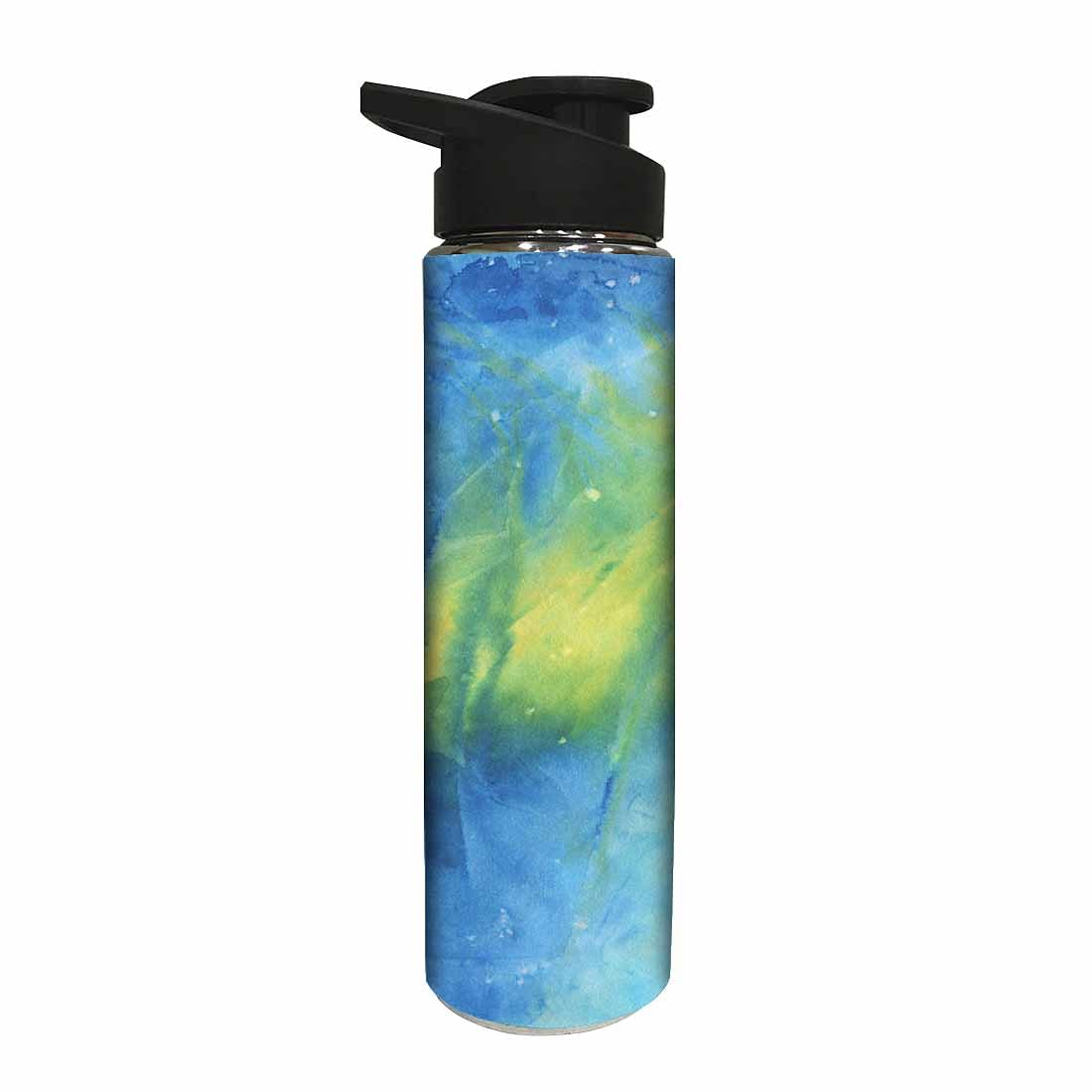 Stainless Steel Sipper Bottle -  Arctic Space Dark Blue and Green Watercolor Nutcase