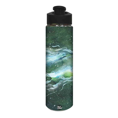 Designer Sipper Bottle for Kids -  Space Dark Green Watercolor Nutcase