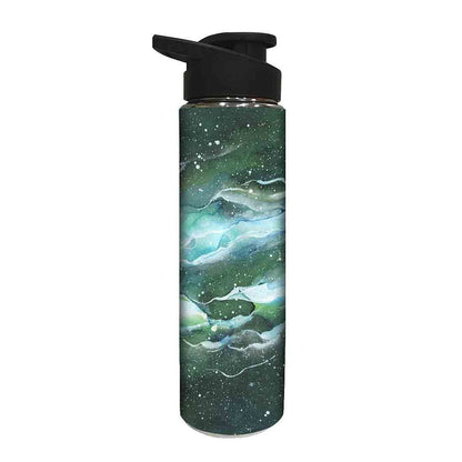 Designer Sipper Bottle for Kids -  Space Dark Green Watercolor Nutcase