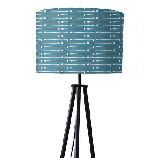 Tripod Floor Lamp Standing Light for Living Rooms -Teal Blue Dot Line Nutcase