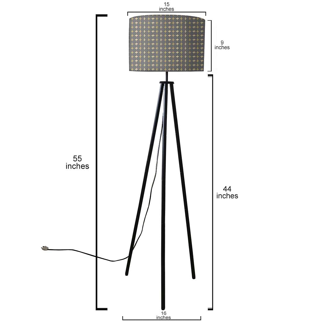 Tripod Floor Lamp Standing Light for Living Rooms -Brown Cross Nutcase